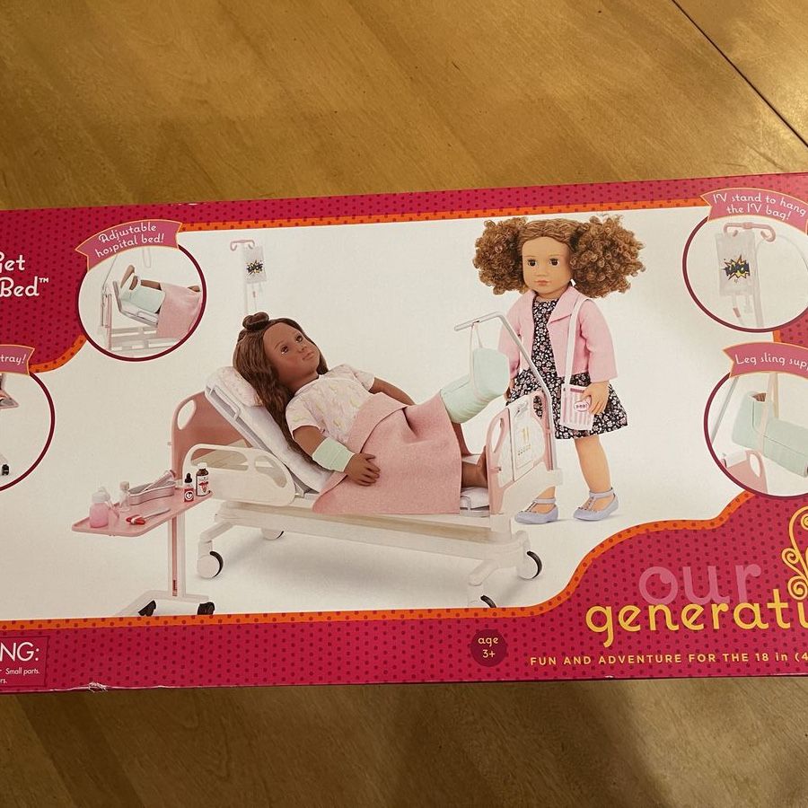 Our Generation Get Well Hospital Bed Set for 18-inch Dolls - Adjustable Bed & additional hospital-themed Accessories