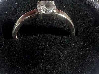 Sterling Silver .925 Solitaire Ring with Clear Cubic Zirconia