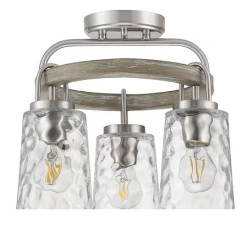 NEW 3 LIGHT SEMI-FLUSH BRUSHED NICKEL CHANDELIER (3 AVAILALBE)