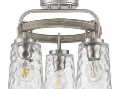NEW 3 LIGHT SEMI-FLUSH BRUSHED NICKEL CHANDELIER (3 AVAILALBE)