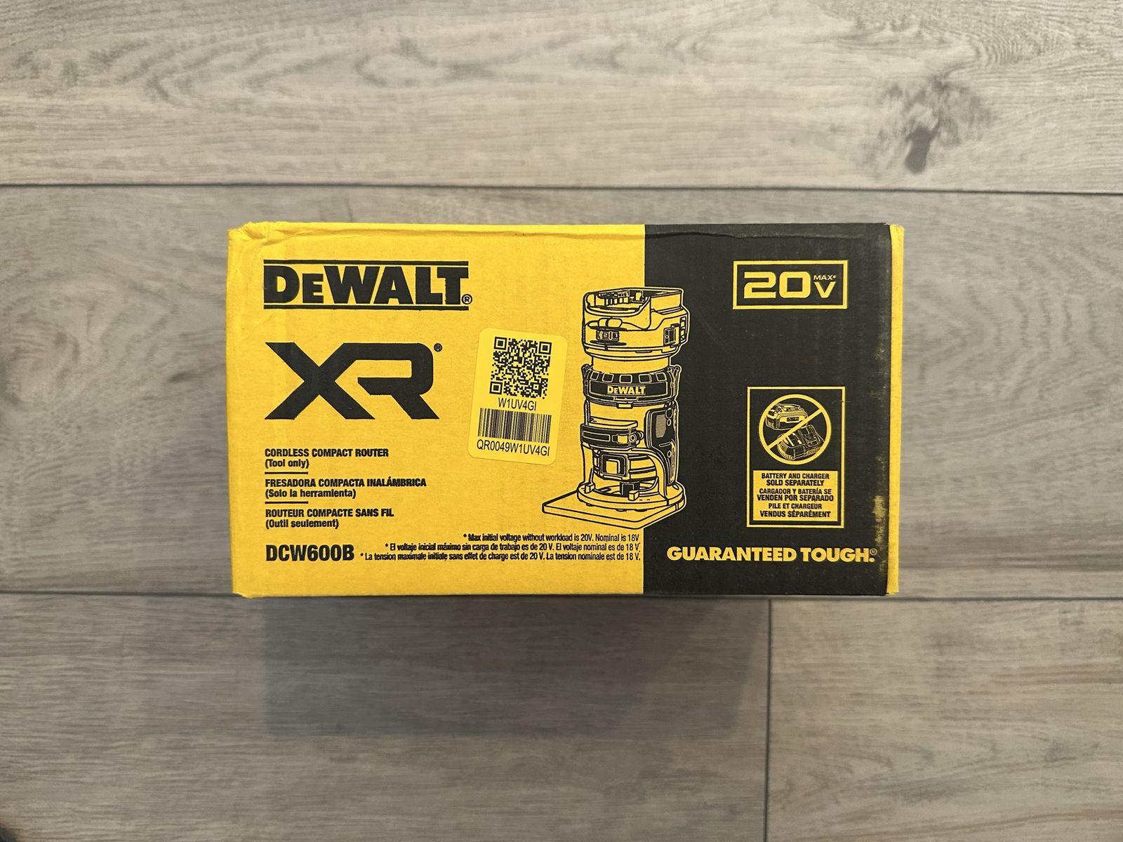 DEWALT DCW600B 20V MAX XR Cordless Compact Router - Tool Only, Variable Speed, Electronic Brake