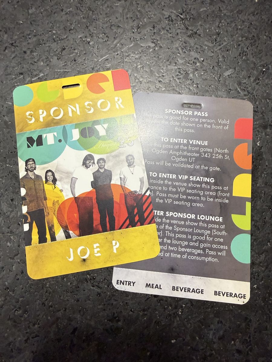 3 Mt Joy Sponsor/VIP passes-Ogden Twilight