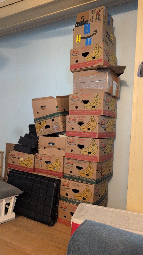 Assorted Cardboard Moving Boxes and Banana Boxes