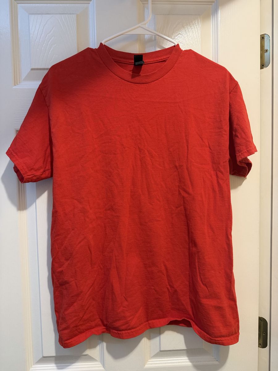 Gildan Plain Heavy Cotton Red Short Sleeve Crew Neck T-Shirt Size M