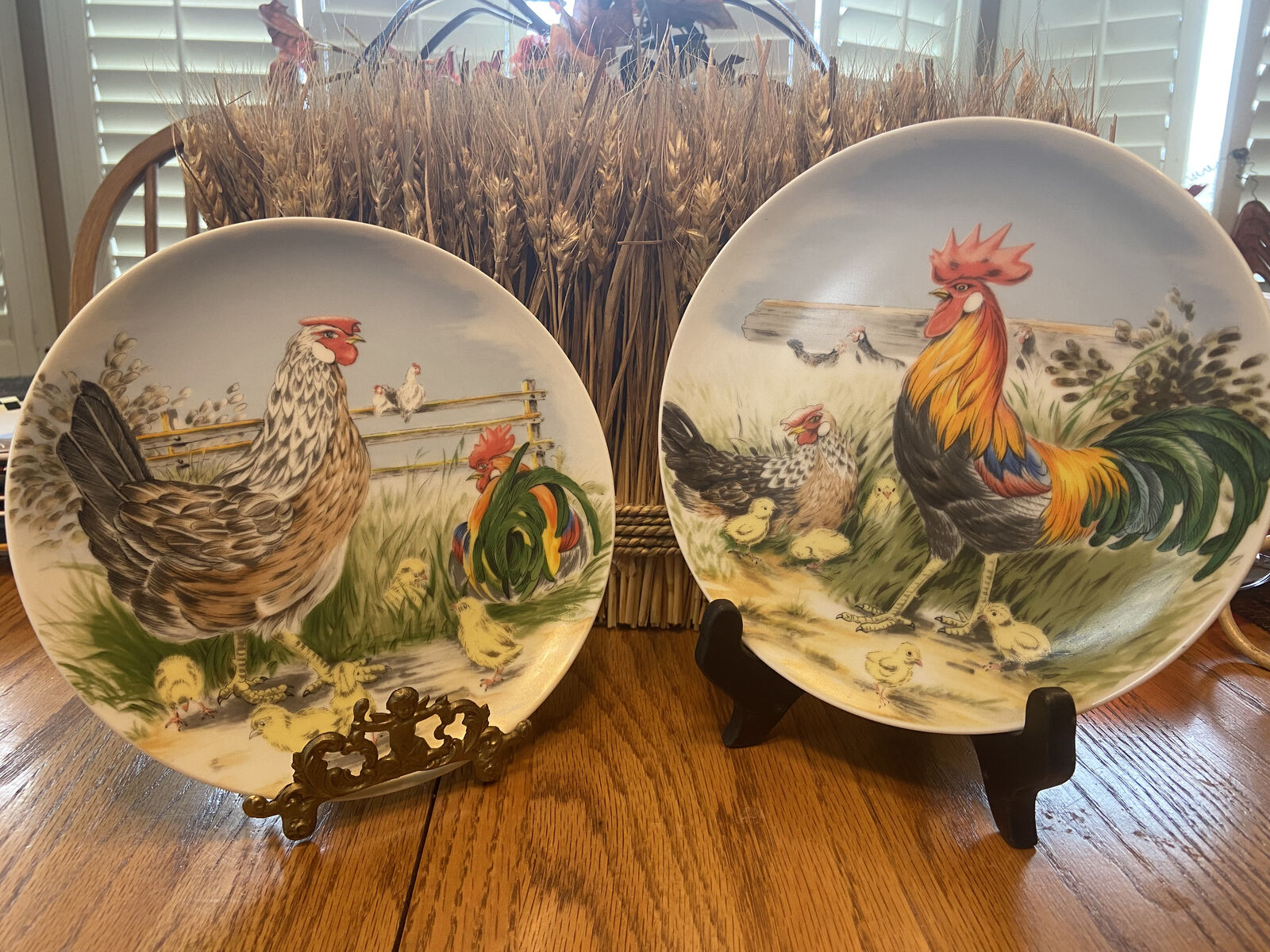 Vintage Royal Staffordshire Rooster & Hen Plates by H. Arndt