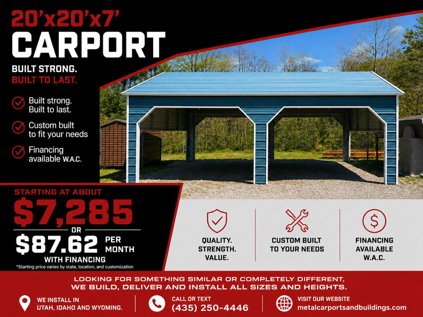 20x20x7 Metal Carport Installed