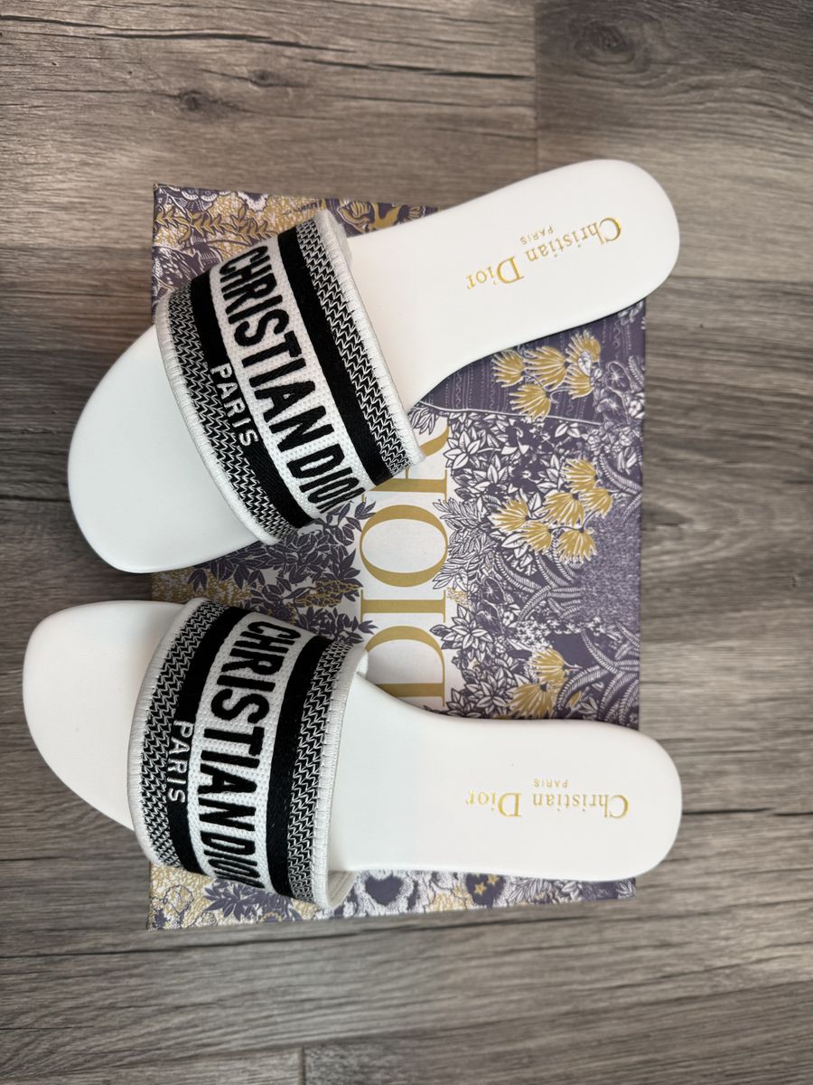 Christian Dior Sparkly Dway Slide Black Sandals/Slides Women's Size 9