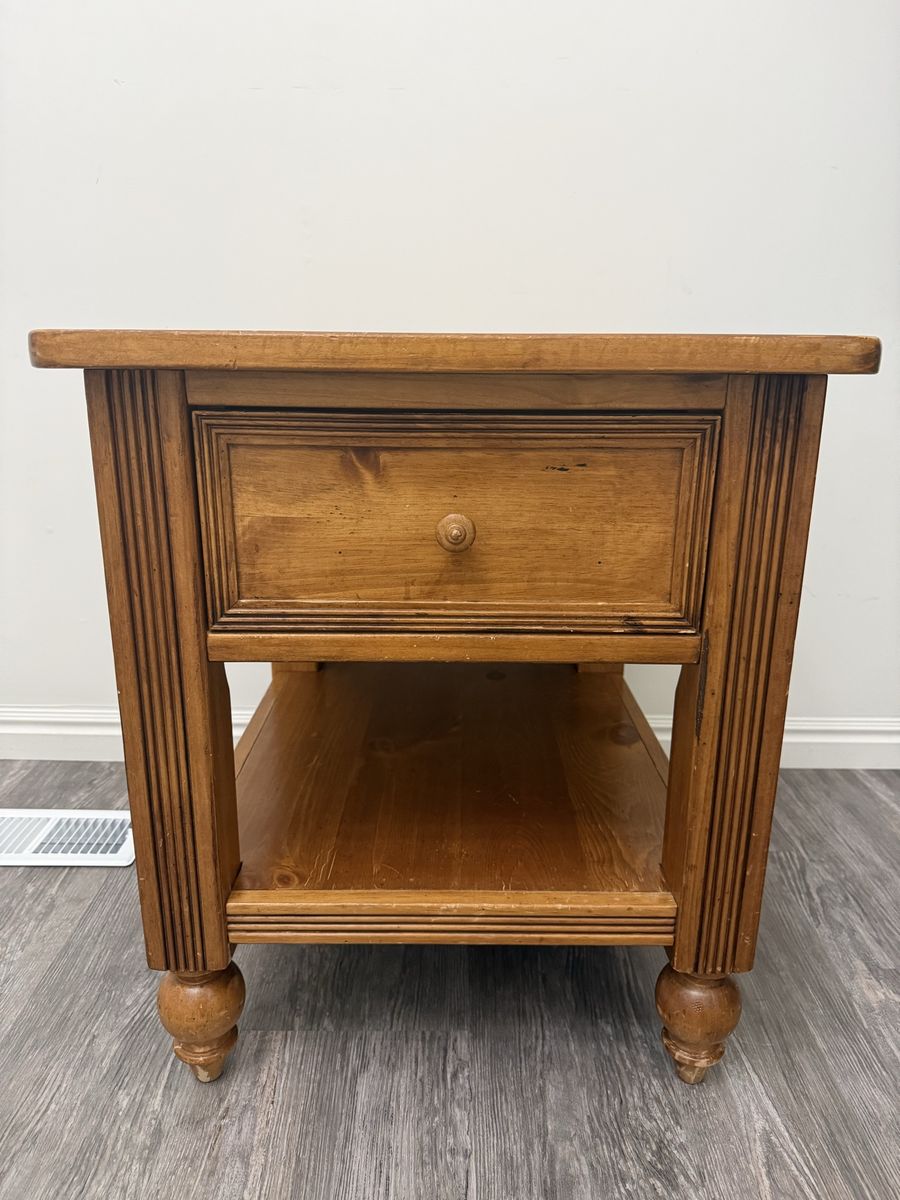 Rustic Universal Furniture Brand Wooden End Table with Drawer and Lower Shelf