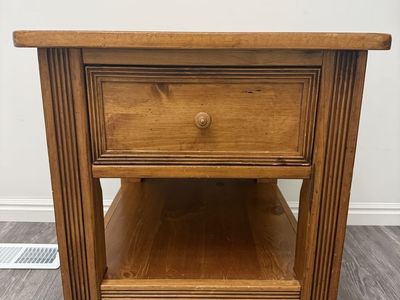 Rustic Universal Furniture Brand Wooden End Table with Drawer and Lower Shelf