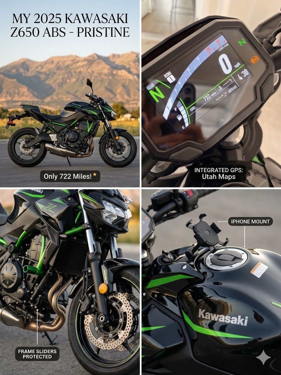 2025 Kawasaki Z650 - ONLY 722 Miles + Integrated GPS!