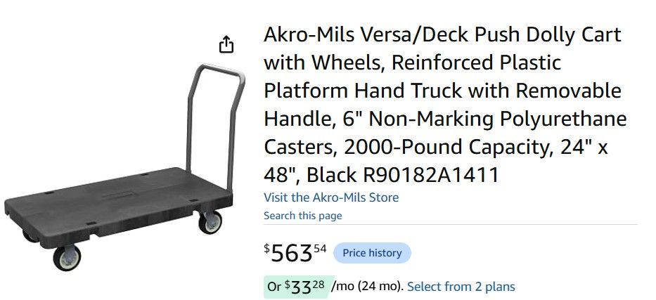 NEW Akro-Mils 2000 lb Commercial Platform Truck Cart (24"x48")