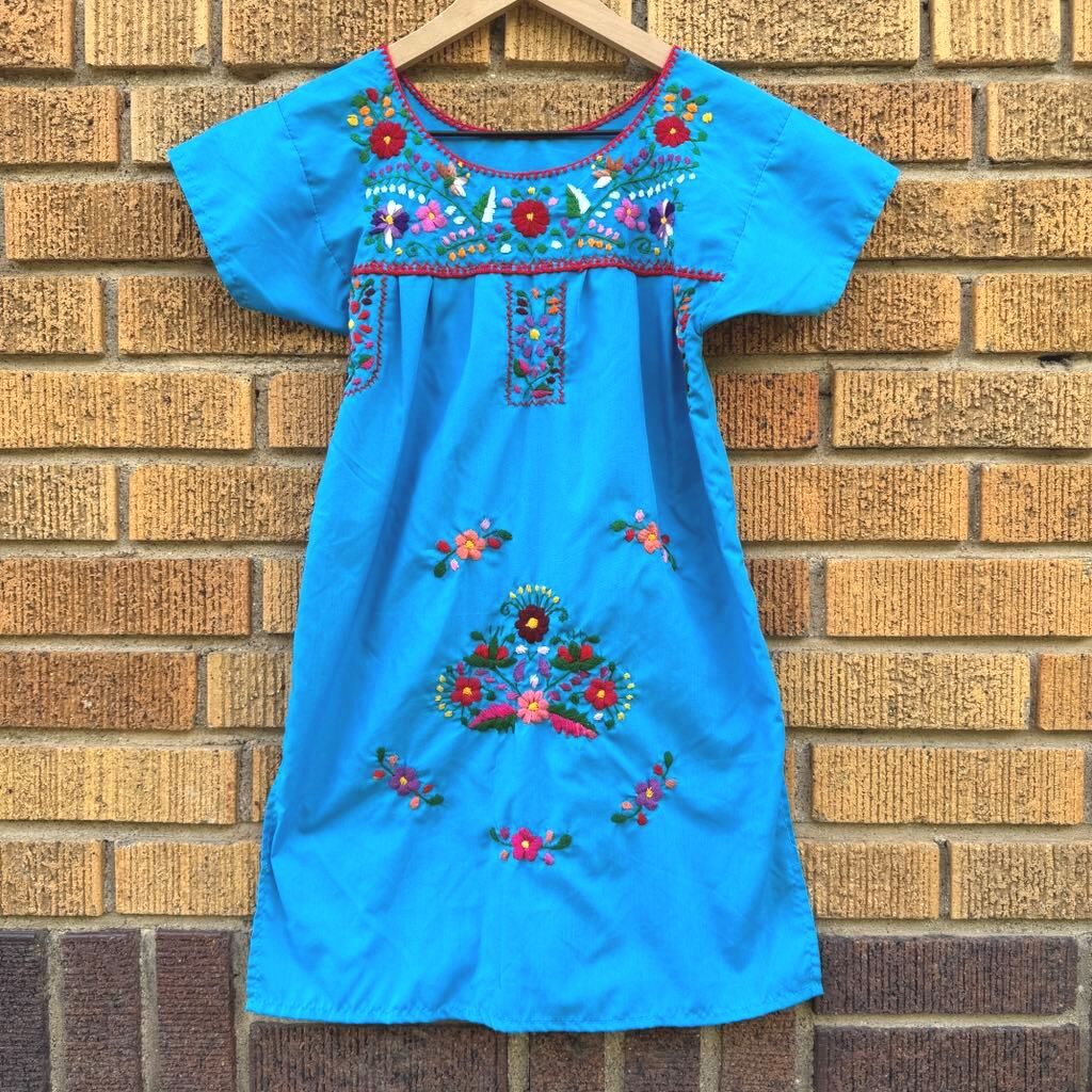 Mexican Embroidered Cotton Dress - Girls Size 6