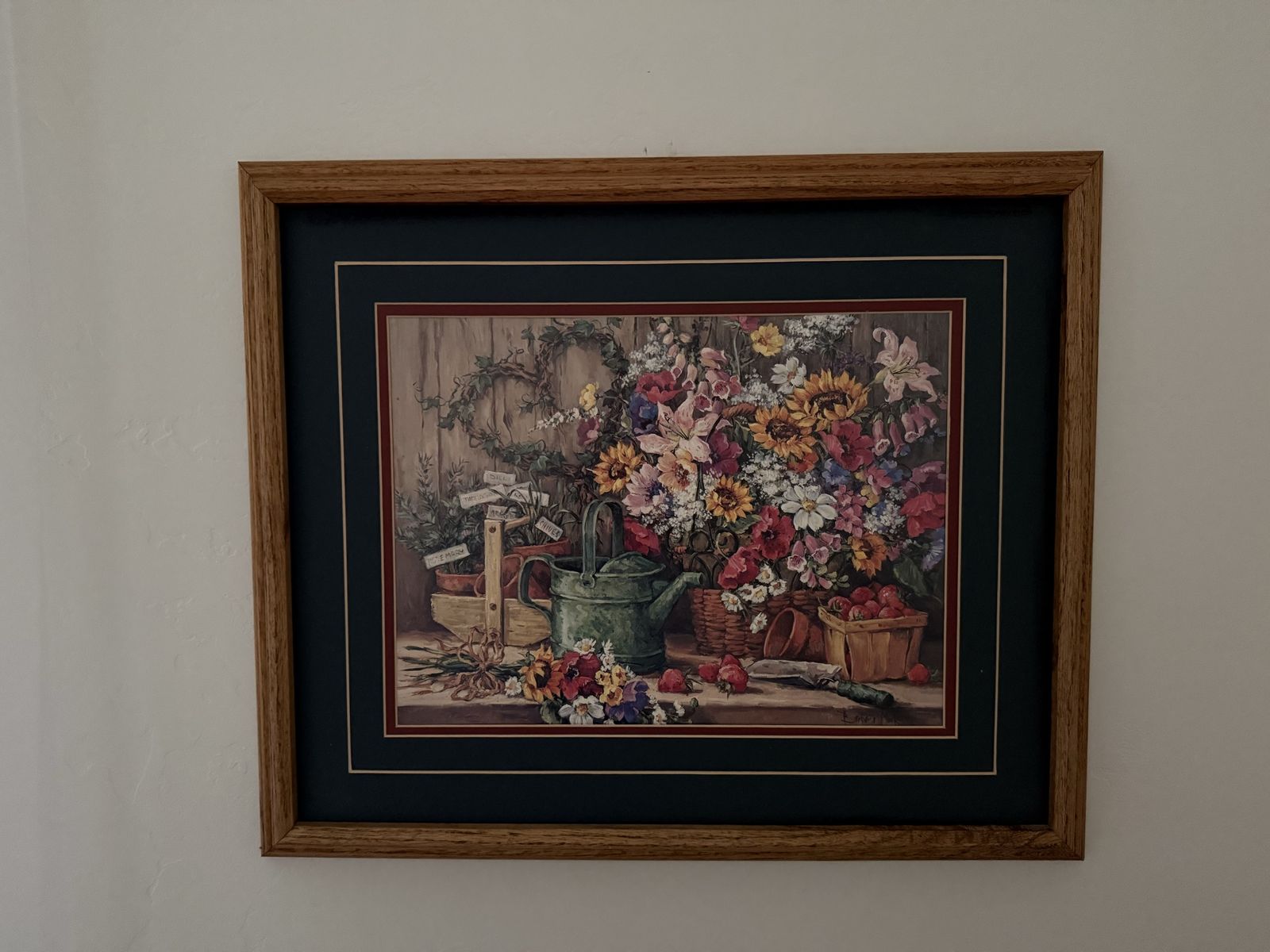Floral Wall Art Print with Wooden Frame - Garden Still Life Decor, 20x24"