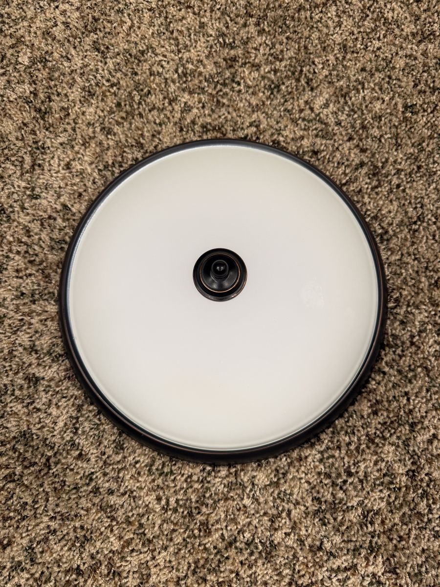 Flush Mount Ceiling Light Fixture White Glass Shade Dark Bronze Trim