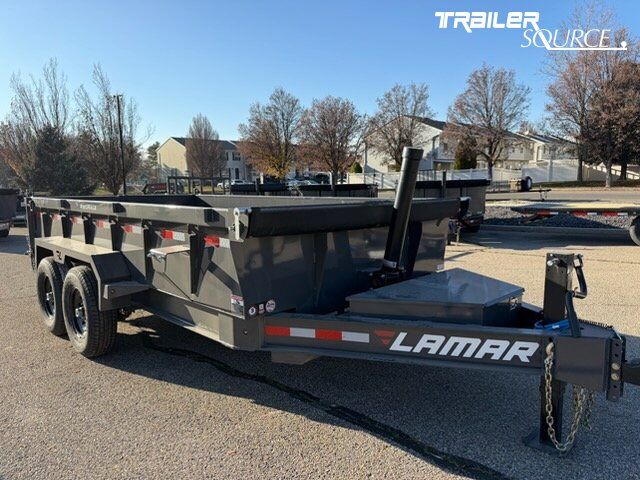 7x14 Lamar DT Dump Trailer - 24" Sides - 14K GVWR - 7 Gauge Floor, Stabilizer Jacks, Telescopic