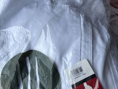 Chef Works White Chef Coat Jacket (Large) & Black Gingham Pants (Large) Set - New w/ Tags