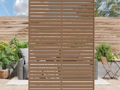 Freestanding Brown HDPE Privacy Screen Fence - All-Weather, UV Resistant, Waterproof