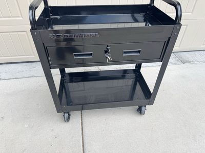 US General Harbor Freight 30" 2-Tier Service Cart with Locking Drawer, Black