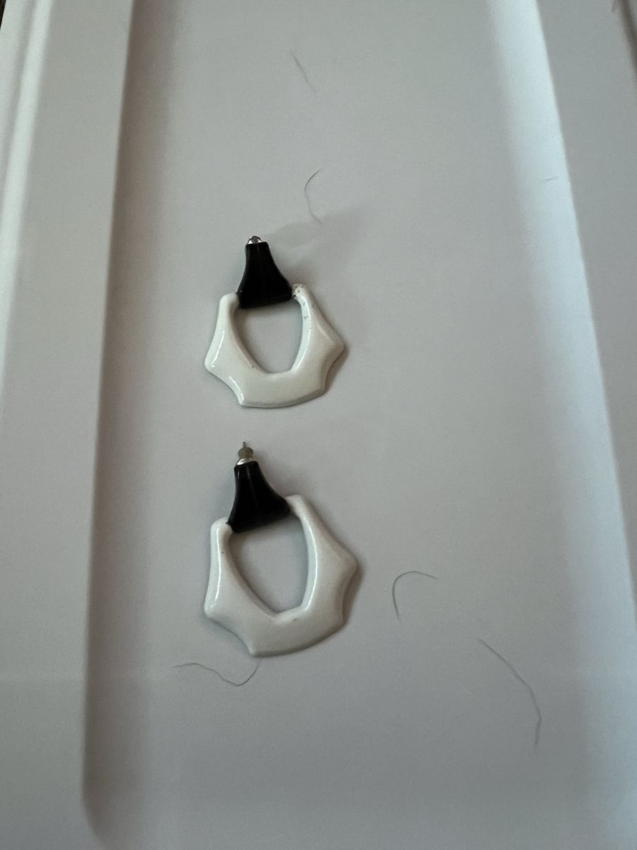 Black & White Statement Dangle Earrings - Unique Geometric Design