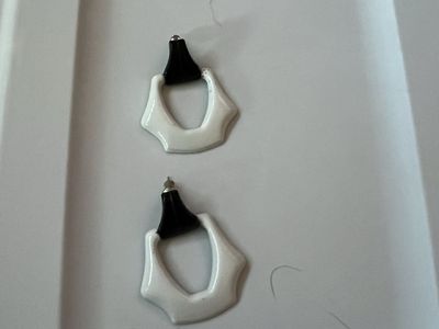 Black & White Statement Dangle Earrings - Unique Geometric Design