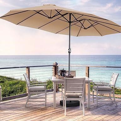 New 15' Patio Double UmBrella Brown W/stand