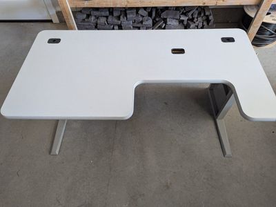 L-shaped Desk Top with Cable Management Holes - White, 60" x 32" max dimensions