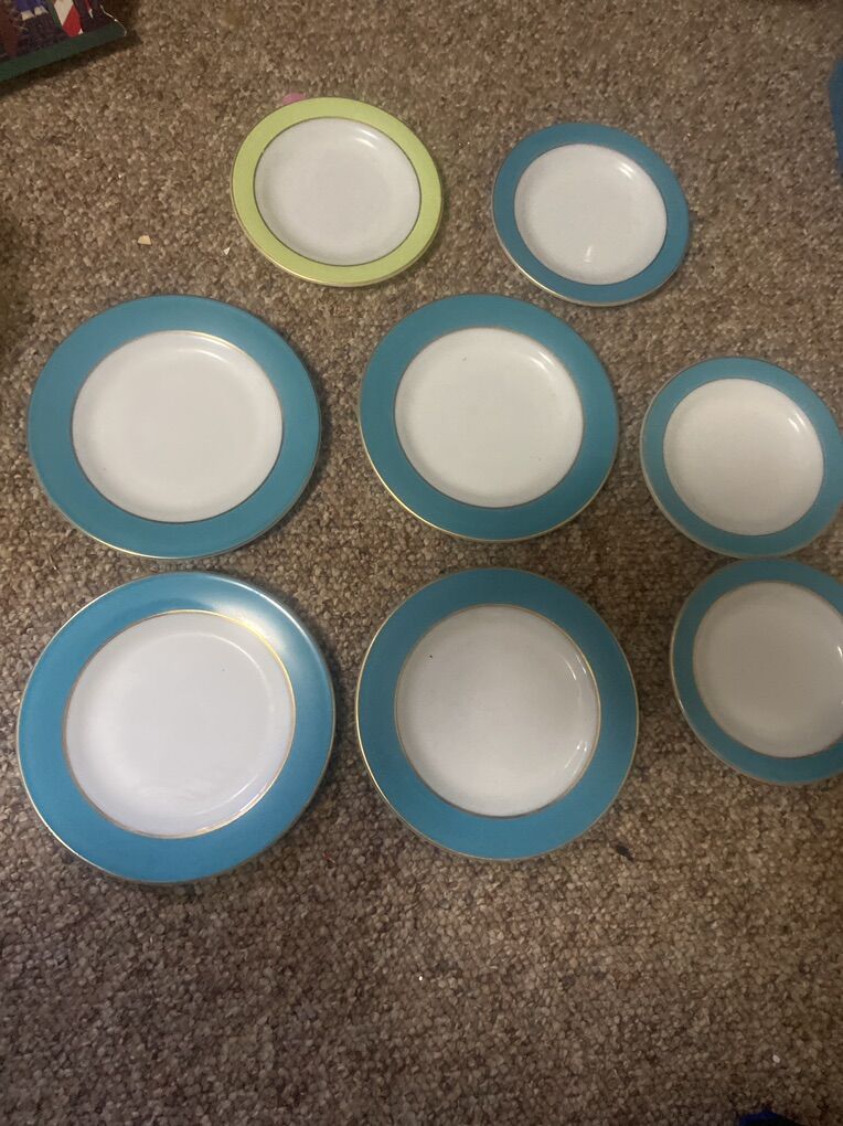 Pyrex Vintage Glass Plates Turquoise And Green