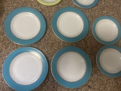 Pyrex Vintage Glass Plates Turquoise And Green