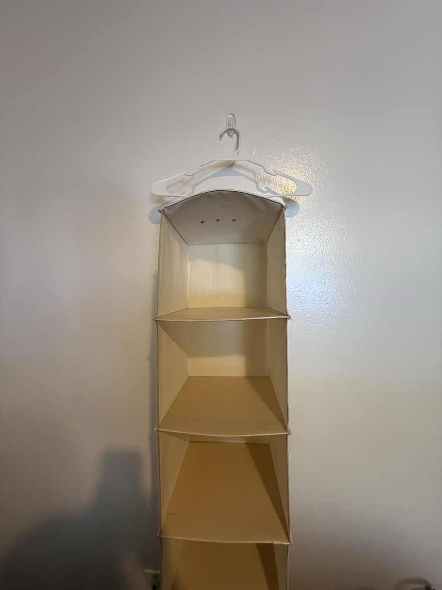 Tan Closet Hanging Shelf
