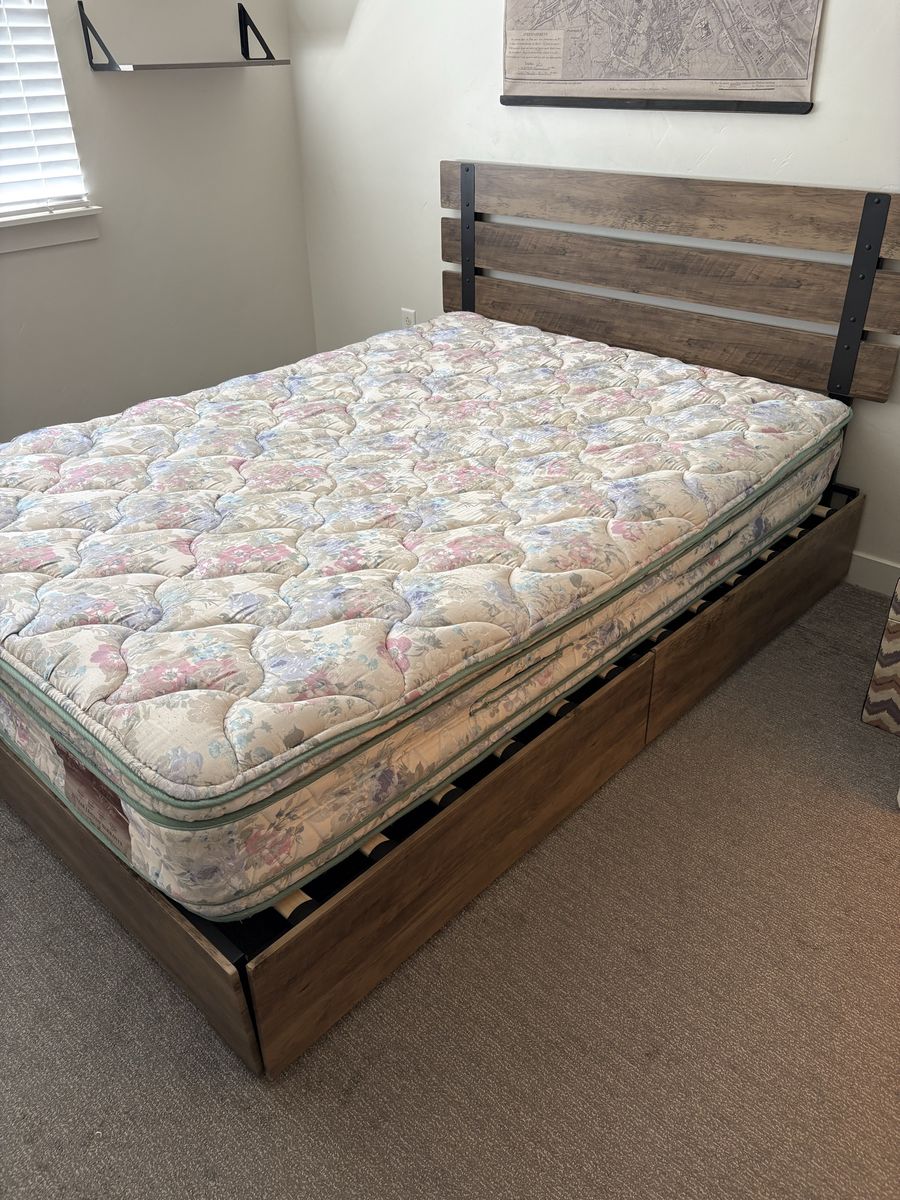Queen Size Bed Frame and Mattress