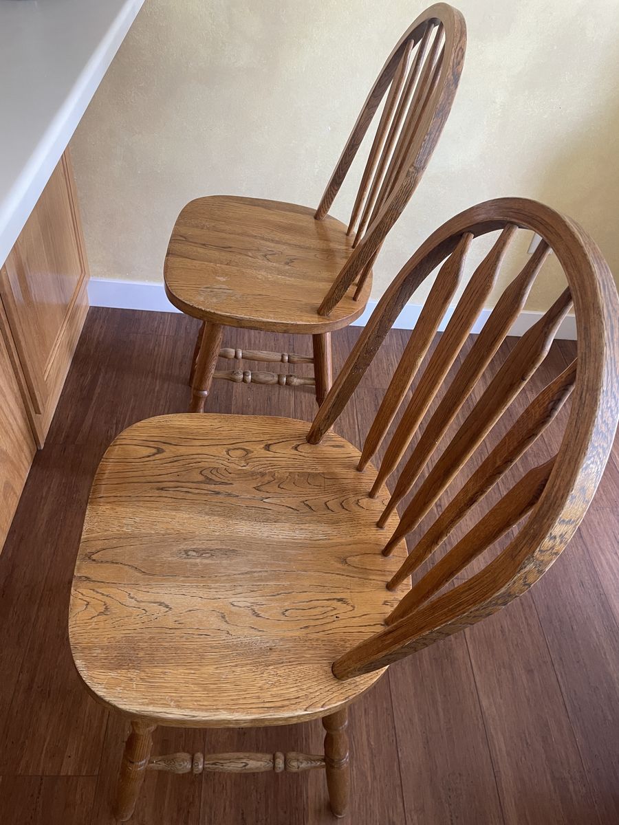 2 solid wood bar stools