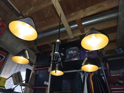 Modern Black and Brass Multi-Light Chandelier Fixture