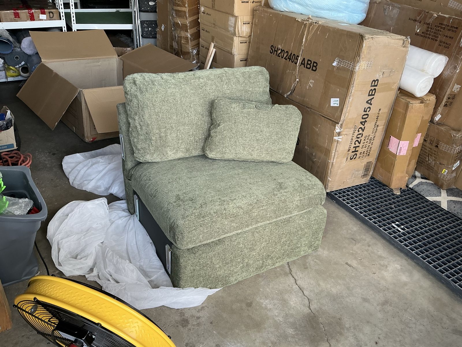 Brand New Modular Armless Sectional Chair | Sage Green