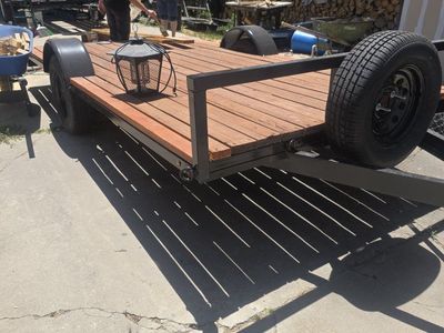 Custom Built Utility Trailer - Flatbed with Wood Deck and Spare Tire
