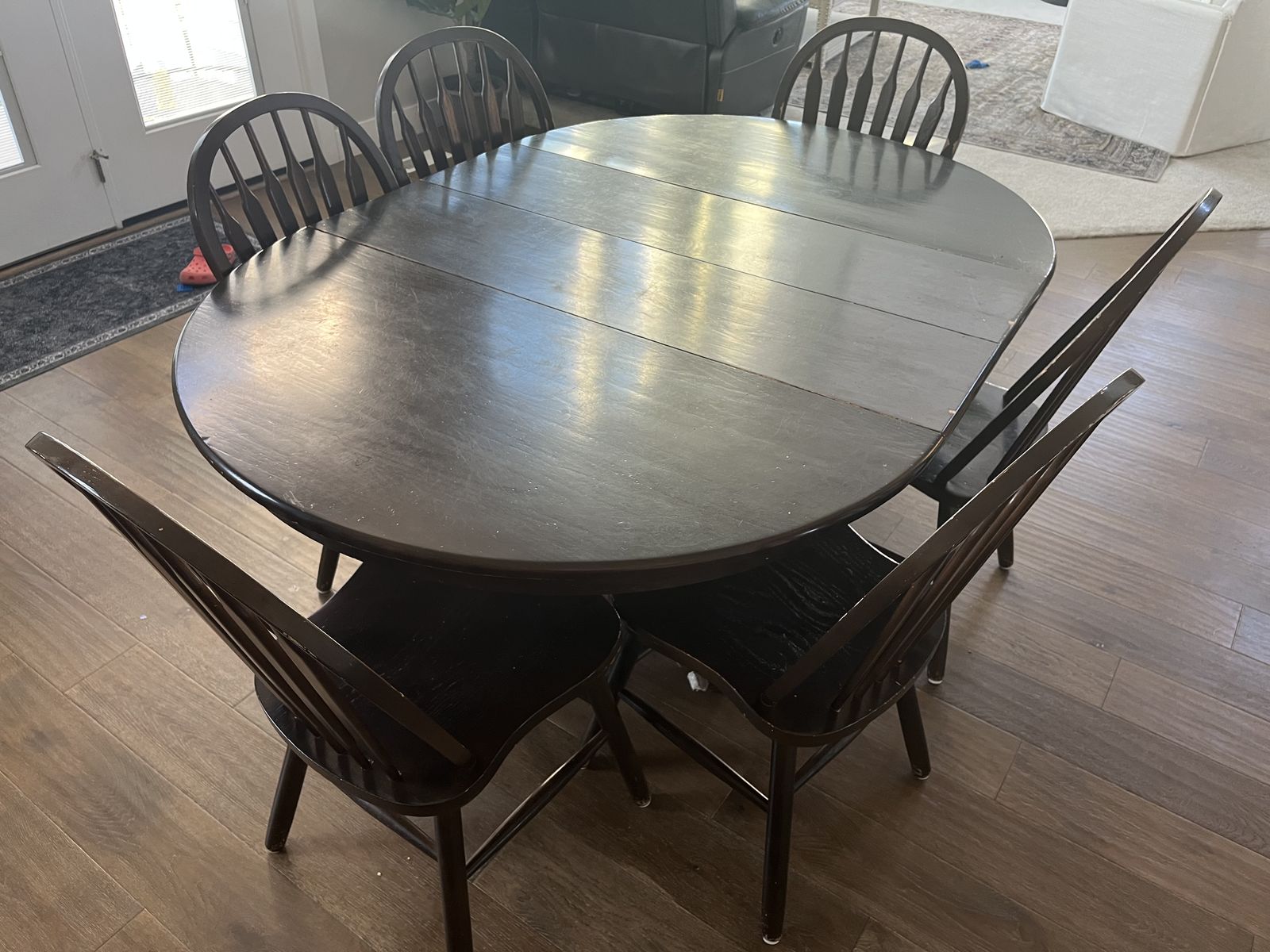 Solid Oak Dining Table Set with 6 Chairs