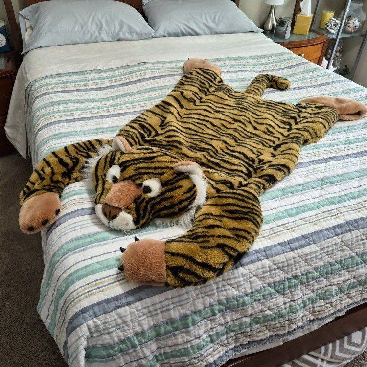Tiger Animal Rug Plush Toy - Realistic Wildlife Decor