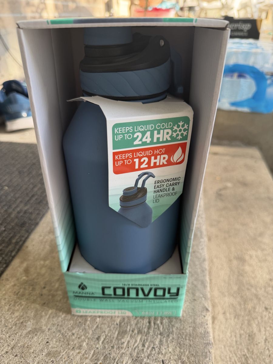 Manna Convoy Double Wall Vacuum Insulated Stainless Steel Water Bottle - 64oz Blue