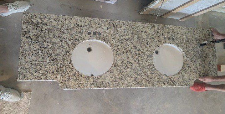 Granite Double Sink Bathroom Vanity Countertop Slabs