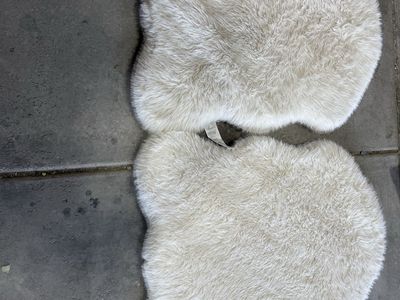 Set of 2 White plush dog beds