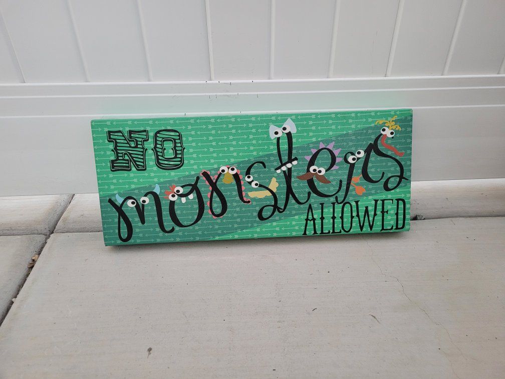 Kid's wall art - No Monsters Allowed!