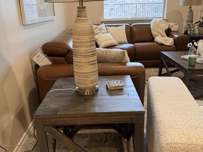 Wooden Living Room Table Set - Coffee Table and 2 Matching End Tables 24”x24”x24” Coffee Table 40”x40”x18”