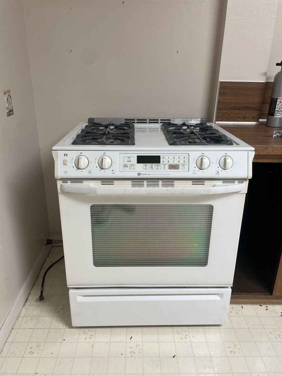 Maytag Gas Range Oven White Slide-In