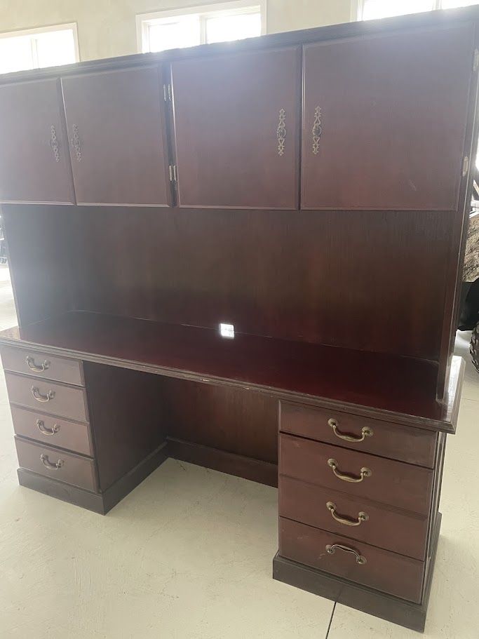Classic Cherry Executive Desk with Hutch