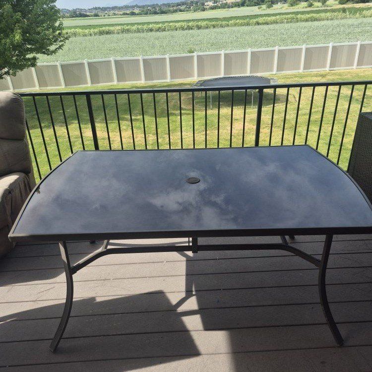 glass top patio table