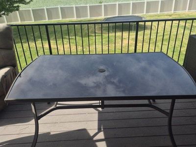 glass top patio table