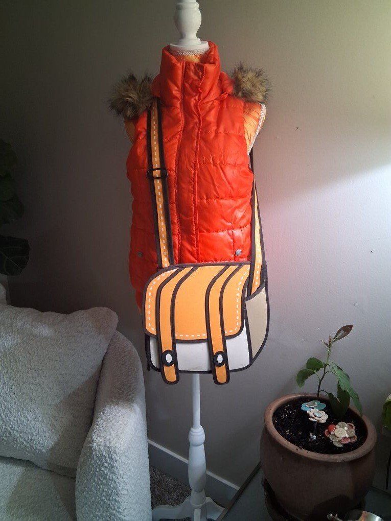 Rue 21 orange vest fur hood sz sm