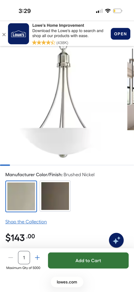 *NEW* Progress Lighting Brushed Nickel Pendant light