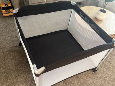 Joovy Room2 Portable Playard - Large Square Playpen with Travel Bag, Black - Excellent Condition