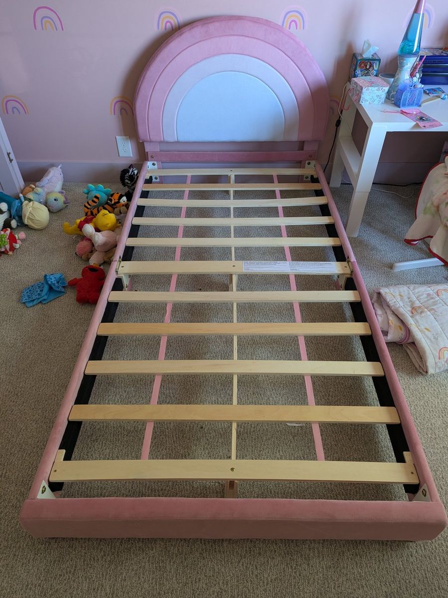 Pink Rainbow Twin Platform Bed - Kids Bedroom Furniture