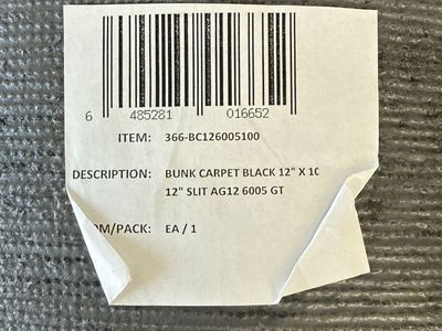 Syntec Bunk Carpet 12" x 100' Black #6005 AG-12-SLIT